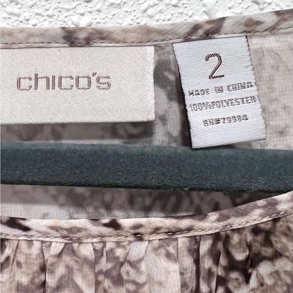 Chico's snake print slit layered sleeves Relaxed Blouse L/12 - Picture 2 of 8